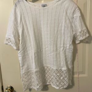 White Ribbed Embellished Blouse